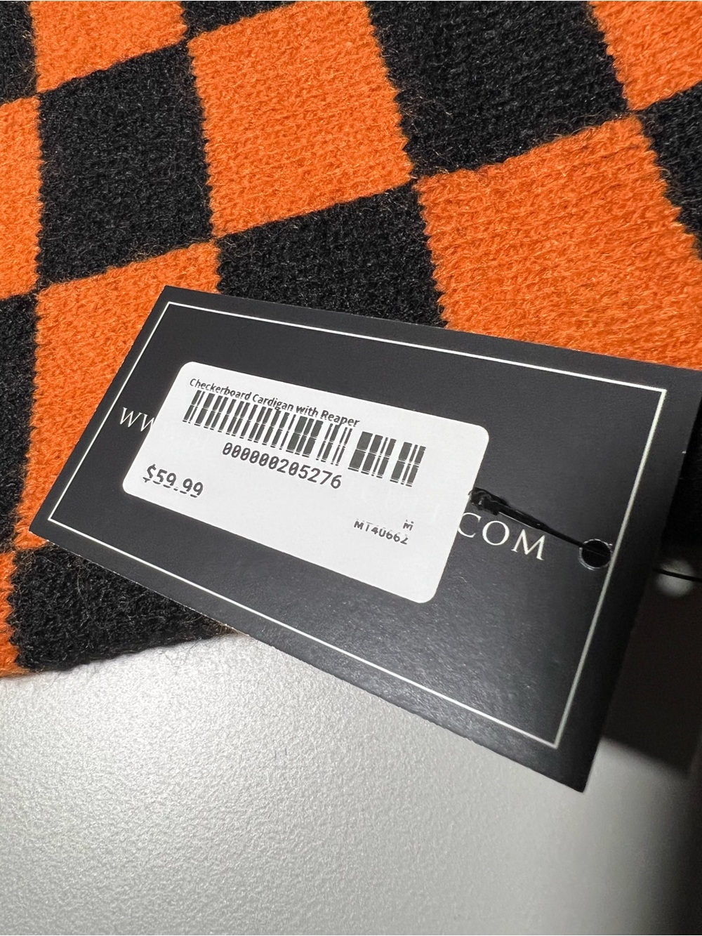 BlackCraft Cult Grim Reaper Checkered Cardigan | Orange Black Gothic NWT - Picture 5 of 5